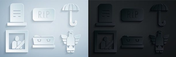 棺材里摆着死者的伞服丧照片图片下载