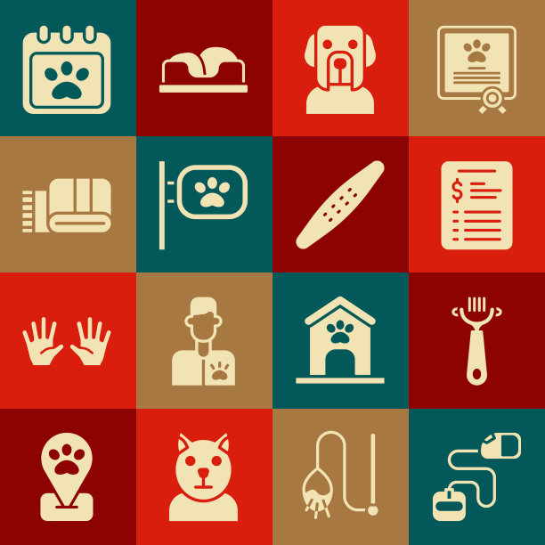 为狗和狗设置可伸缩的绳带毛刷图片下载