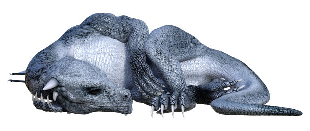 3D渲染童话龙在白色图片下载