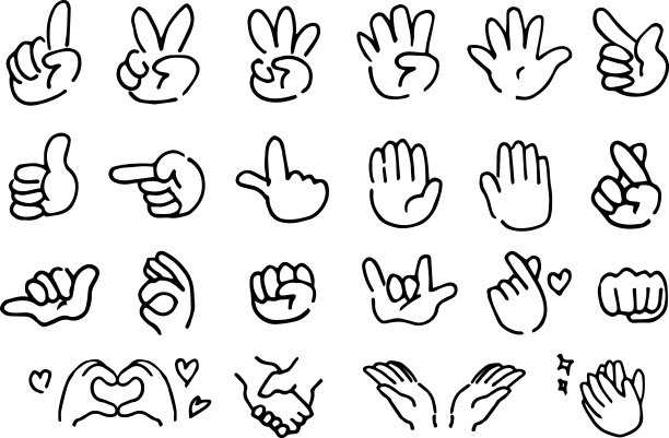 简单的手势标记集插图(仅一行)图片下载