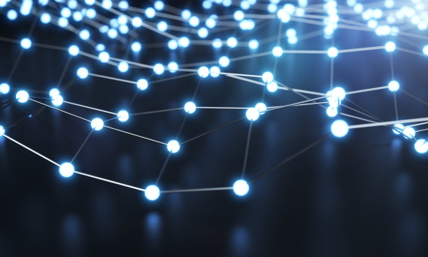 带线的蓝色发光点图片下载