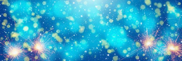 燃烧的火花在抽象的雪域背景。新年快乐。三维演示图片下载