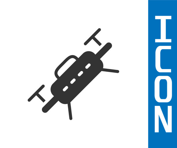 灰色无人机飞行图标孤立在白色上图片下载