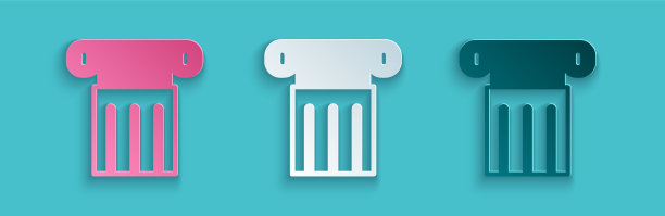 剪纸古柱图标孤立在蓝色上图片下载