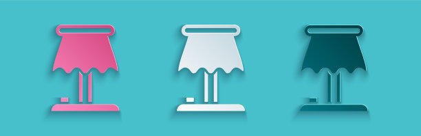 剪纸台灯图标孤立在蓝色上图片下载