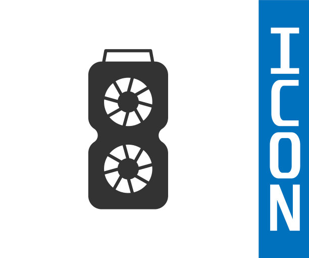 灰色视频图形卡图标孤立在白色上图片下载