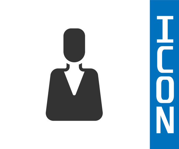 灰色员工图标孤立在白色背景上图片下载