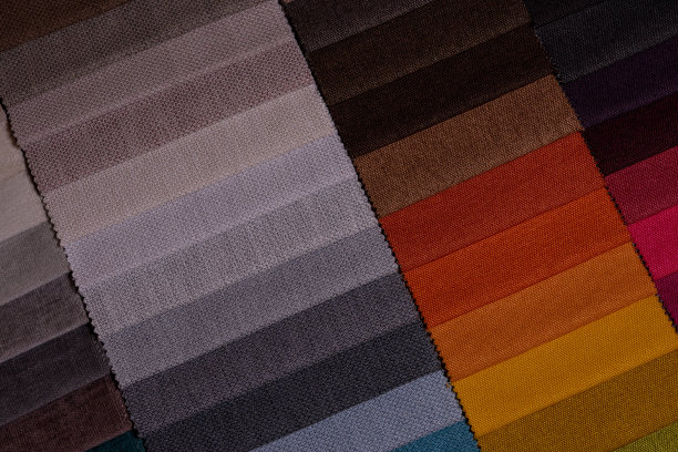 家具面料样品。多色织物纹理背景。图片下载
