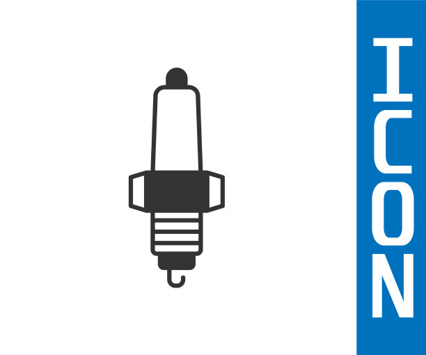 灰色汽车火花塞图标孤立在白色图片下载