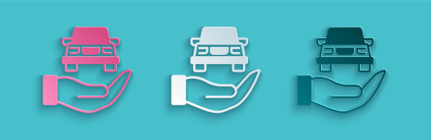 剪纸汽车服务检查汽车图标图片下载