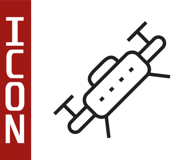 黑线无人机飞行图标孤立在白色上图片下载