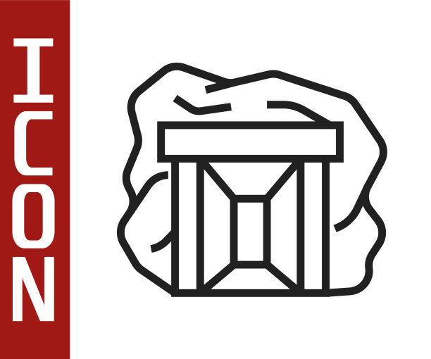 黑线金矿图标孤立在白色上图片下载