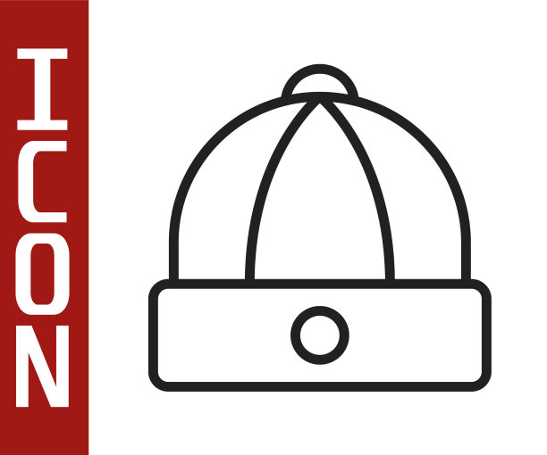 黑线中国帽子图标孤立在白色上图片下载