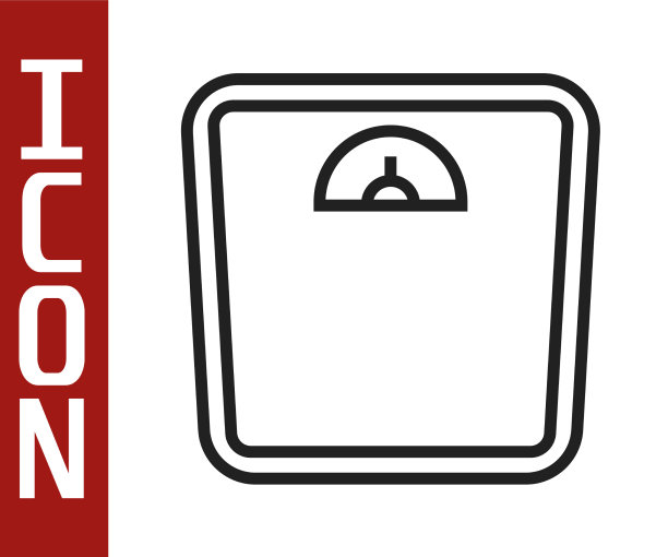 黑色线浴室秤图标孤立在白色图片下载