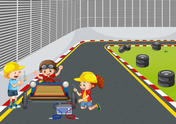 儿童操纵比赛的肥皂箱德比场面图片下载