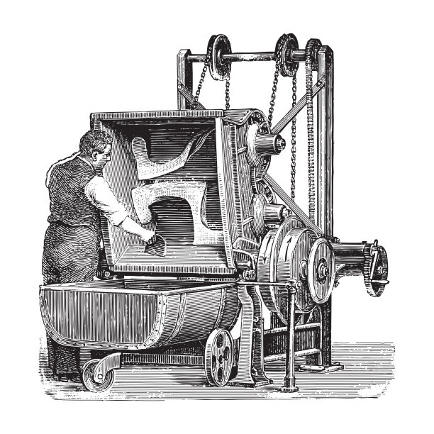 老面团混合机-复古插图图片下载