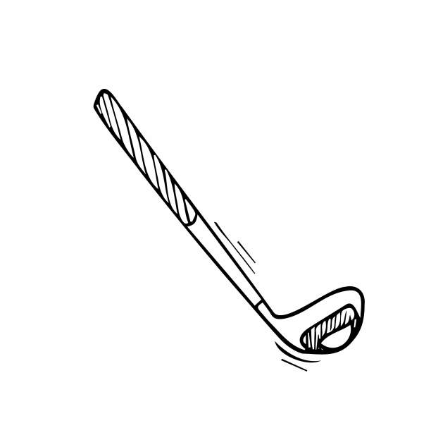 简单的手绘高尔夫球设备涂鸦。体育的概念图片下载
