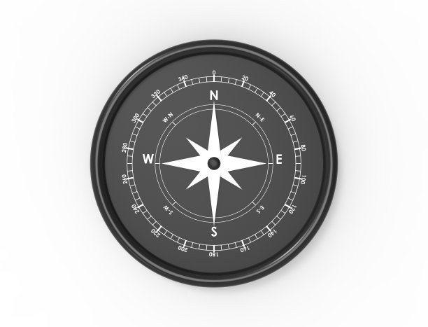 罗盘西北东南孤立在白色背景的3d渲染图片下载