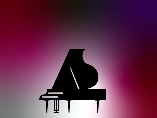 三角钢琴剪影和梯度背景图片下载