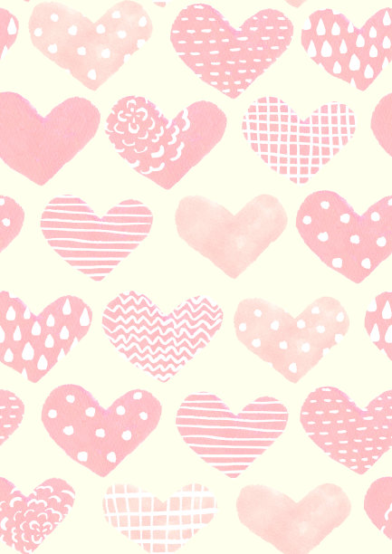 用水彩绘制的心脏图案的背景插图图片下载