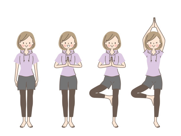 插图集年轻女子做瑜伽图片下载