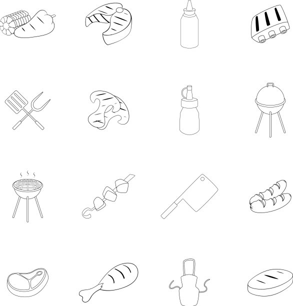 烧烤图标集大纲图片下载