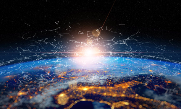 用于互联网业务的通信技术。全球网络和电信，加密货币和区块链图片下载