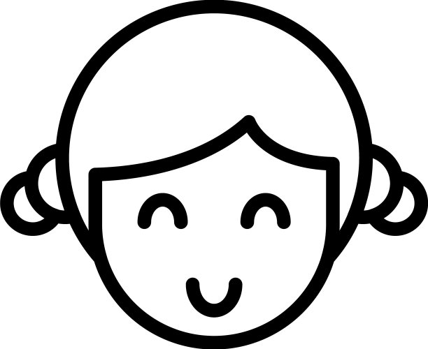可爱的女孩头图标轮廓面头发图片下载