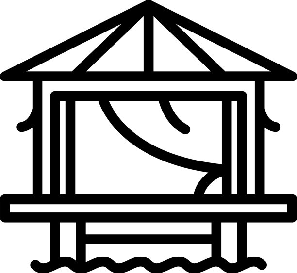 度假平房图标勾勒海别墅图片下载
