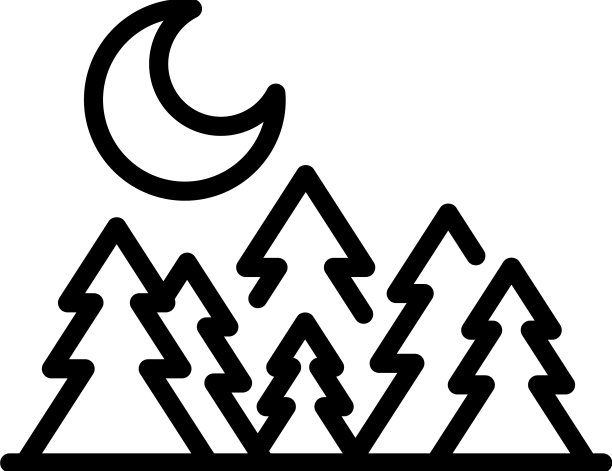 夜间森林露营图标轮廓生态图片下载
