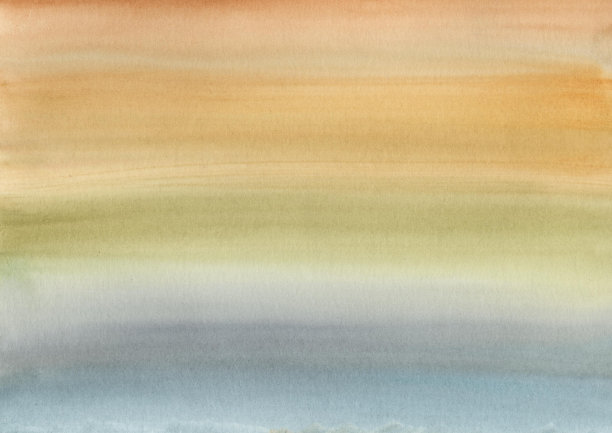 抽象的水彩背景。橙色，黄色，蓝色和绿色的水花。水平线图片下载