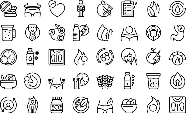 新陈代谢图标设置躯干健康轮廓图片下载