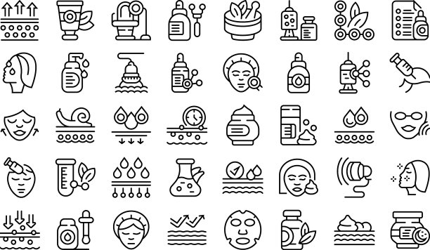 抗衰老化妆品图标集轮廓图片下载