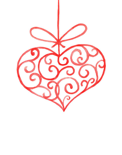 透空式的心。水彩图片下载