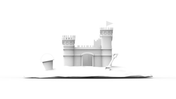 3d渲染的沙堡孤立在白色背景图片下载