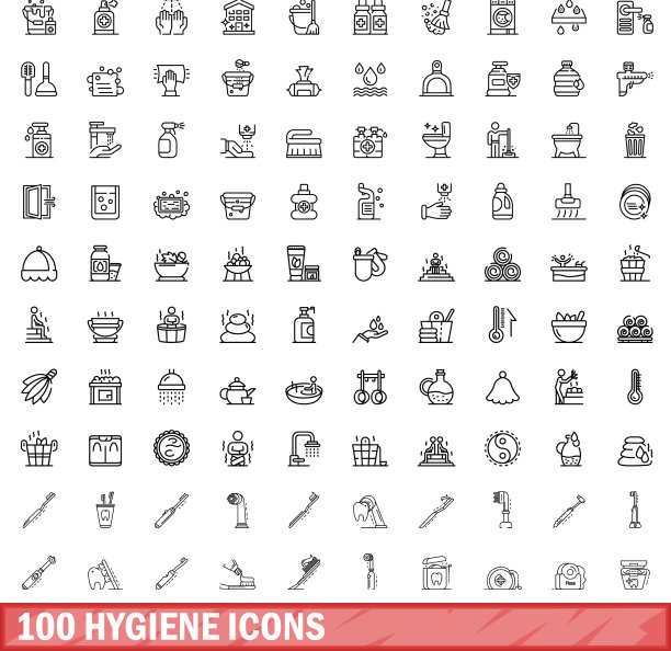 100个卫生图标设置轮廓风格图片下载