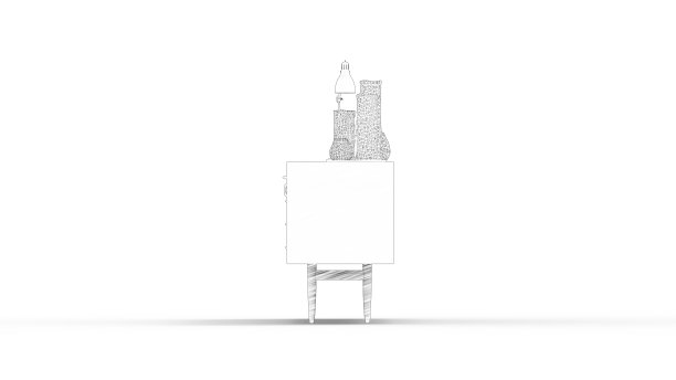 白色工作室背景中孤立的橱柜的3d渲染图图片下载