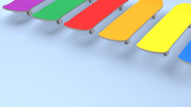 一排彩色滑板图片下载