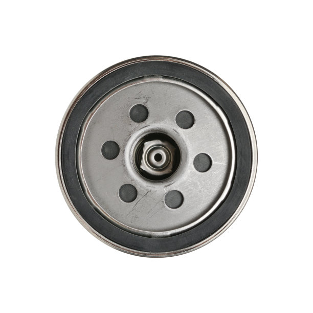 汽车零件机油滤清器，在白色背景俯视图图片下载