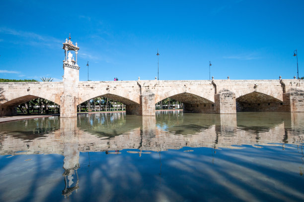 西班牙巴伦西亚图里亚河床公园(图里亚花园-第八部分)的海桥图片下载