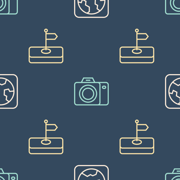 设置线路地球标志和摄影相机图片下载