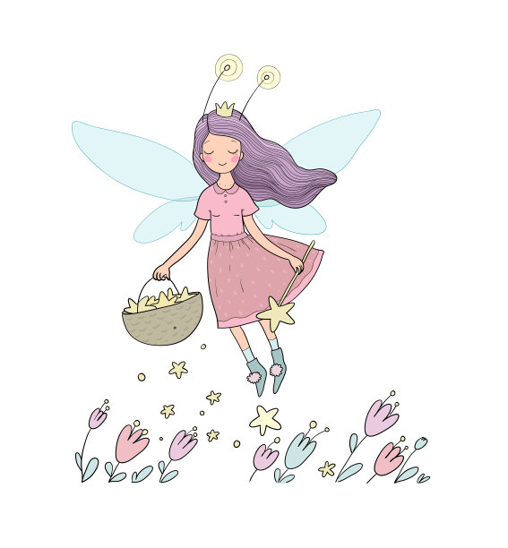 可爱的卡通小仙女。精灵们。牙仙子图片下载