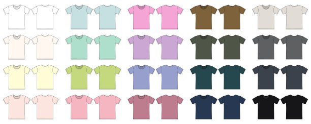 一套空白t恤轮廓草图。服装t恤CAD设计收藏。图片下载
