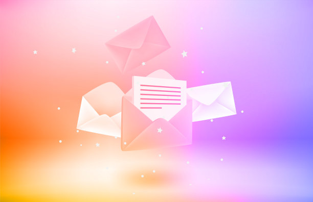 收发邮件的概念。具有悬浮效果的三维矢量物体图片下载