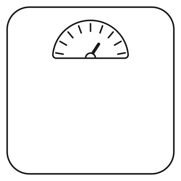 体重秤图标，健康饮食身体符号，损失卡路里测量矢量插图图片下载