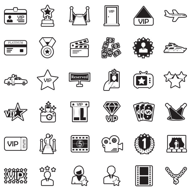 VIP图标。直线填充设计。矢量插图。图片下载
