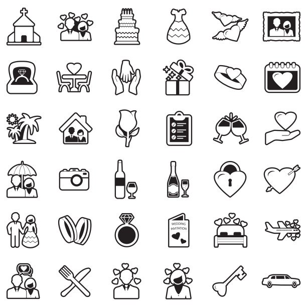 婚礼的图标。直线填充设计。矢量插图。图片下载