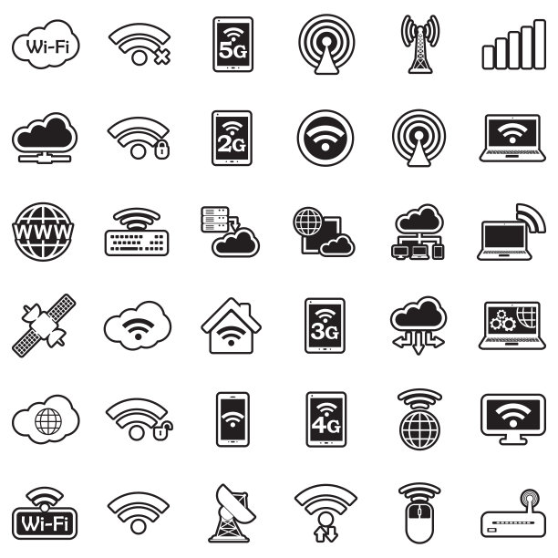 无线图标。直线填充设计。矢量插图。图片下载