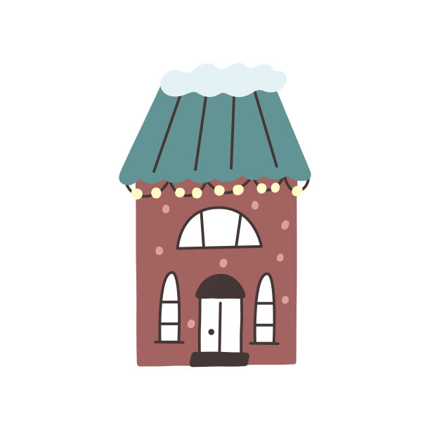 圣诞冬天房子红绿图片下载