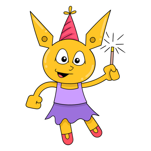 黄色母猫携带烟花，涂鸦图标形象卡哇伊图片下载